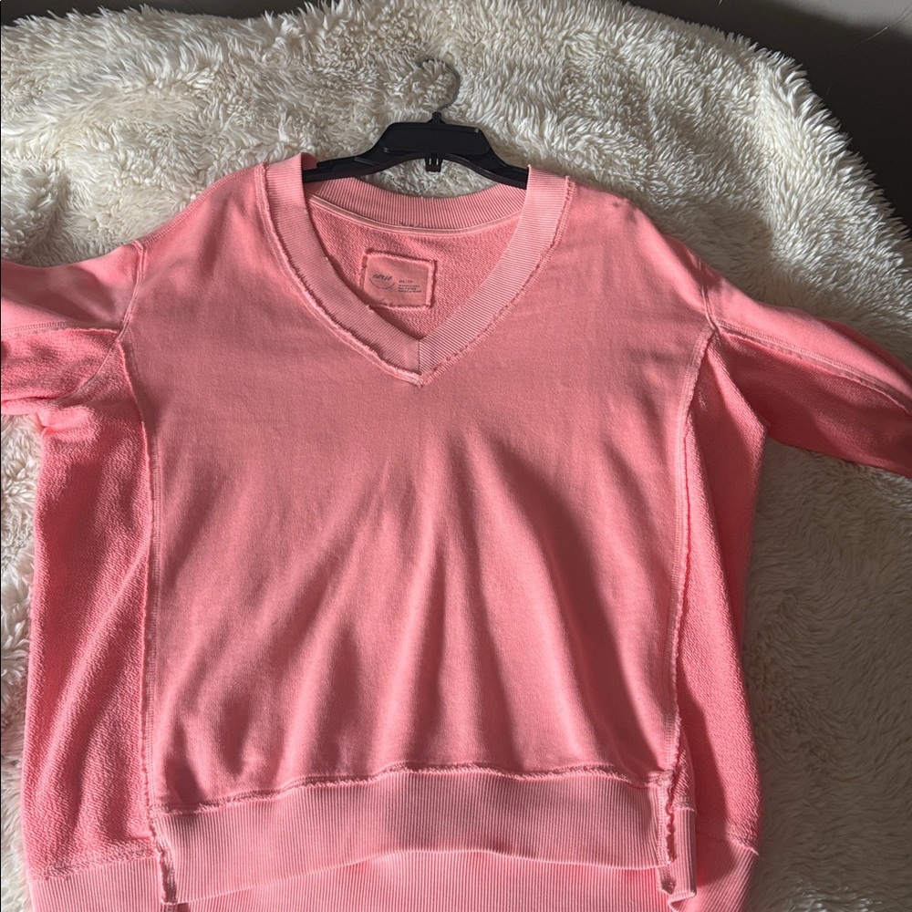 Aerie Coral Off-the-Shoulder Sweater